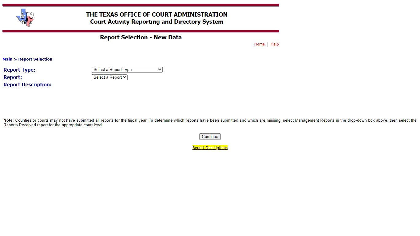 OCA - Report Selection - txcourts.gov